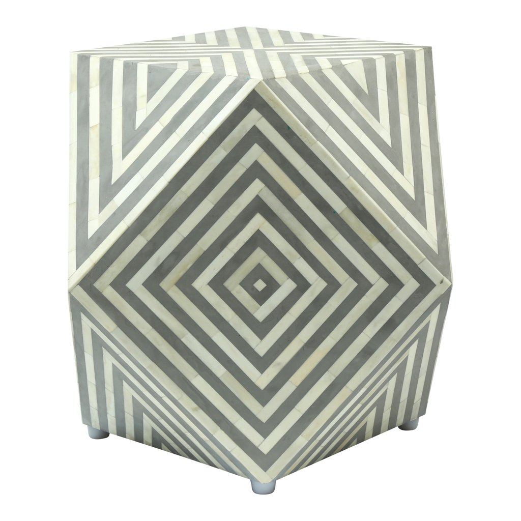 Taburete redondo octogonal con incrustaciones de hueso gris – Luxury ...