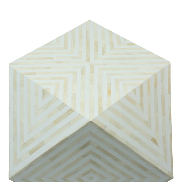 Bone Inlay Octagonal Round Stool White 4