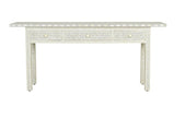 Grey Bone Inlay 3 Drawer Geometric Console Long Edges 1