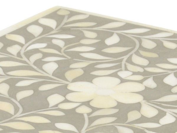 Bone Inlay Box Floral Design Grey