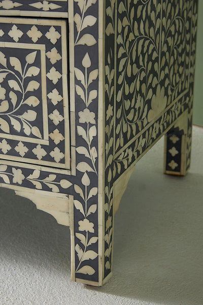 Bone Inlay Floral Chest Of 7 Drawers Grey 5