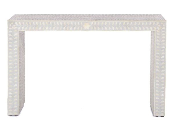 Bone Inlay Floral Console Table Grey