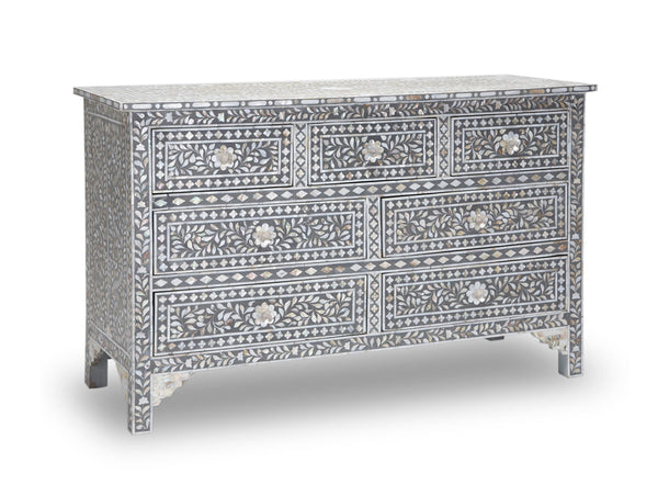 Grey Mother Of Pearl Inlay Chest Of 7 Drawers Large