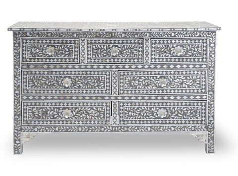 Grey Mother Of Pearl Inlay Chest Of 7 Drawers Large 1