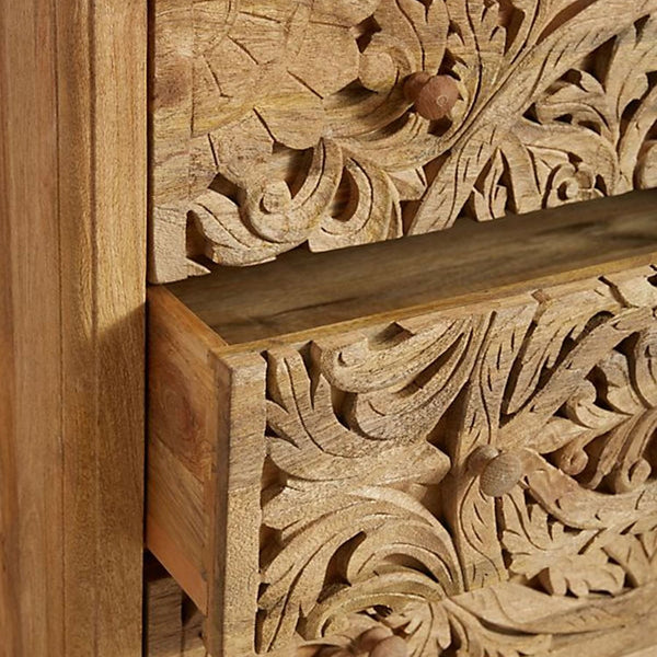 Luxury Handcarved Lombok 3 Drawer Dresser Natural