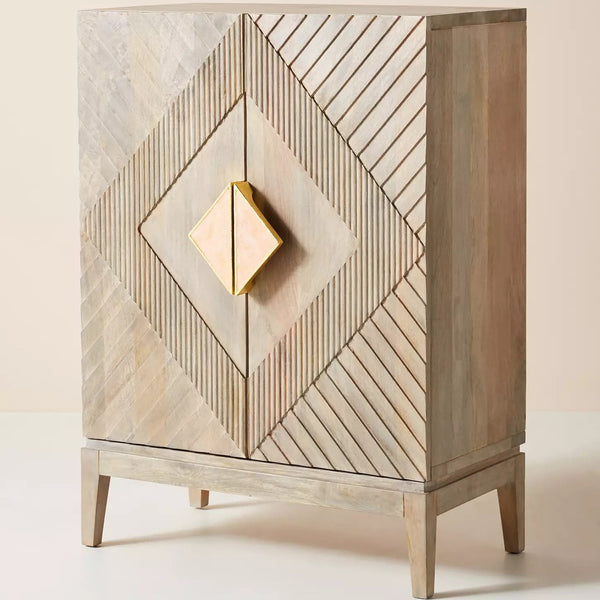 Handcarved Samuel Cabinet Washed Grey