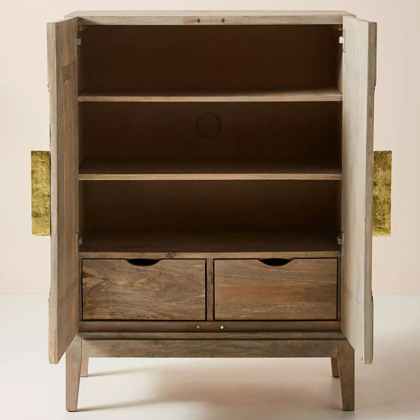 Handcarved Samuel Cabinet Washed Grey