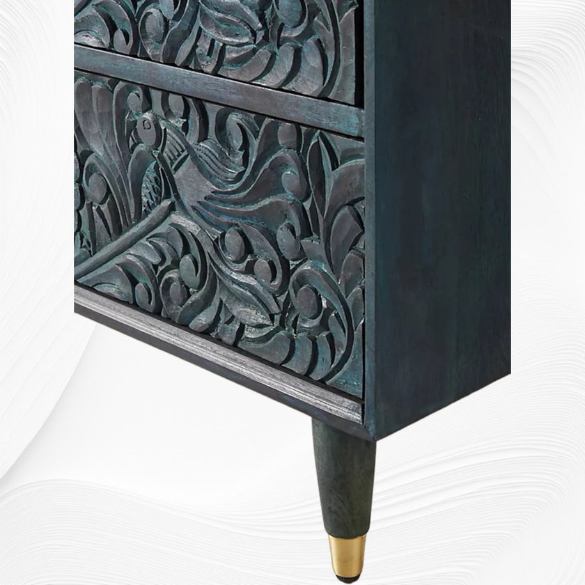 Handcarved Gulliver Six Drawer Dresser Green luxuryhandicrafts