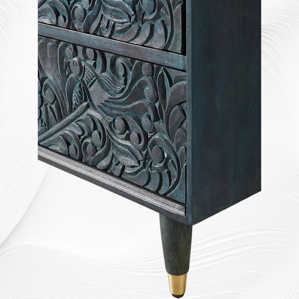 Handcarved Gulliver Six Drawer Dresser Green 5