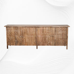 Handcarved Tribal Design Sideboard Natural