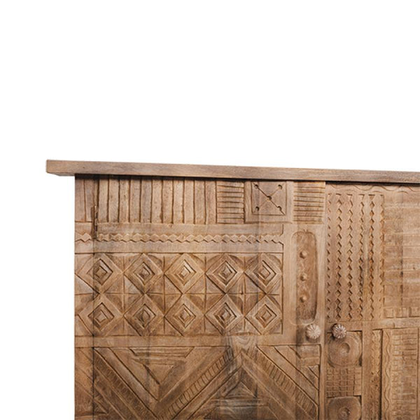 Handcarved Tribal Design Sideboard Natural
