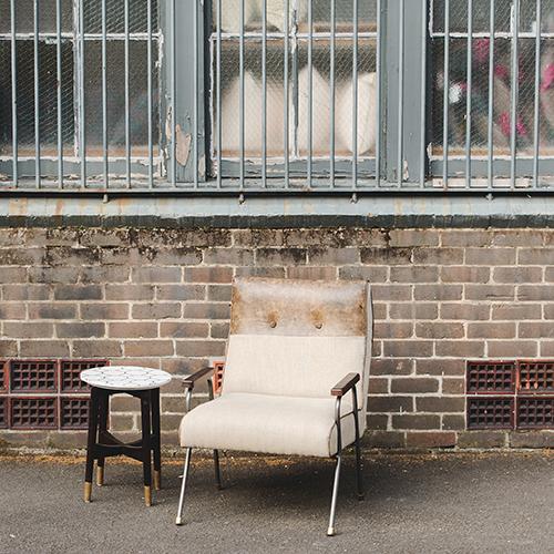 Honeycomb Brass Inlay White Marble Side Table