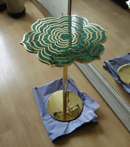 Malachite Flower Accent Table In Brass