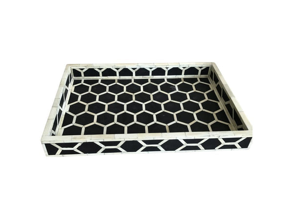 Black Honeycomb Pattern Bone Inlay Tray