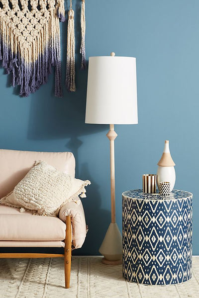Ikat Bone Inlay Side Table Indigo