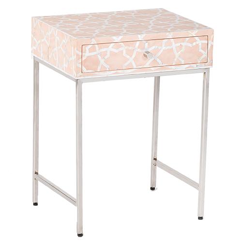 Fez Mother Of Pearl Inlay Side Cabinet - Pale Pink