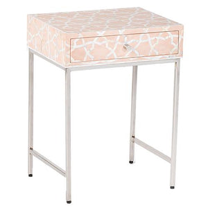 Fez Mother Of Pearl Inlay Side Cabinet - Pale Pink