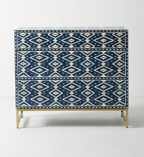 Ikat Bone Inlay 3 Drawer Dresser