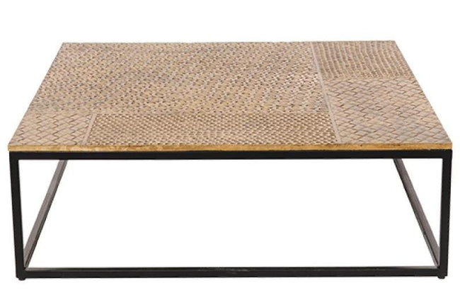 Iron Coffee Table With Hammered Brass Top 1