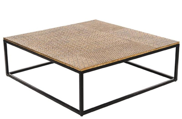Iron Coffee Table With Hammered Brass Top