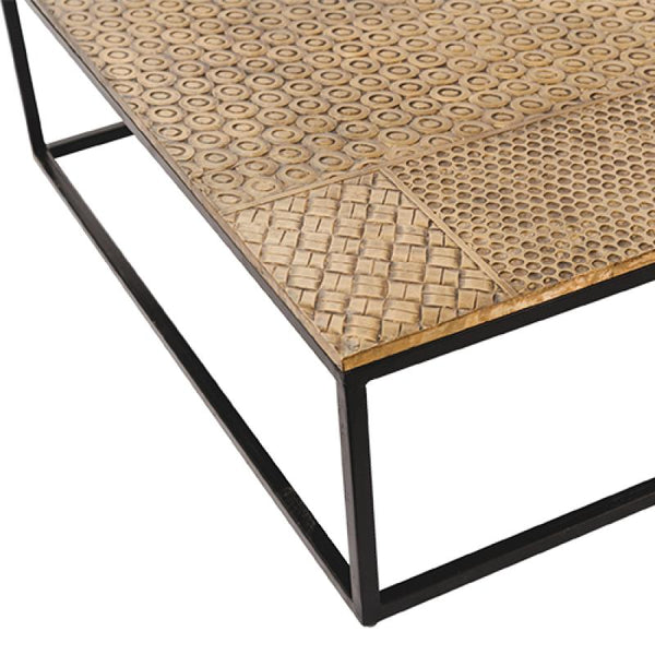 Iron Coffee Table With Hammered Brass Top
