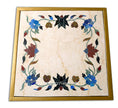 Italian Marble Side Table With Floral Gemstone Inlay 4