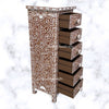 MOP Inlay Floral 6 Drawer Tallboy Chest Brown 4