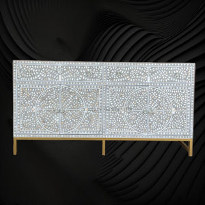 MOP Inlay Scroll Vine Buffet Grey