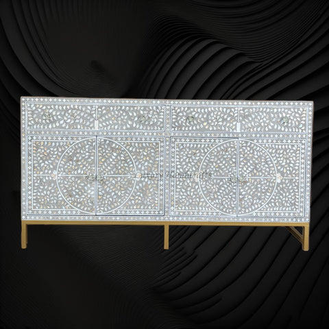 MOP Inlay Scroll Vine Buffet Grey 1