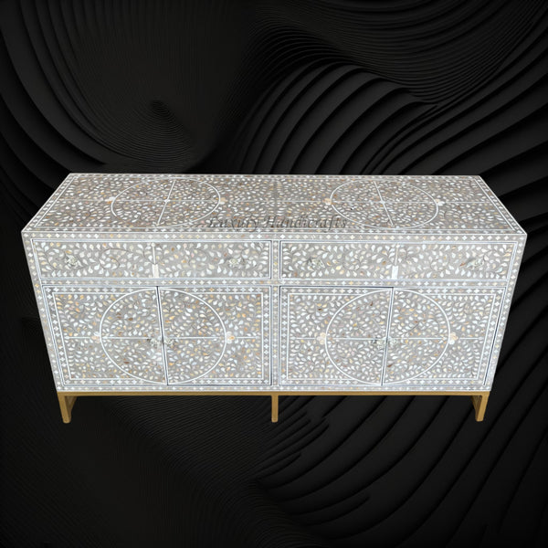 MOP Inlay Scroll Vine Buffet Grey