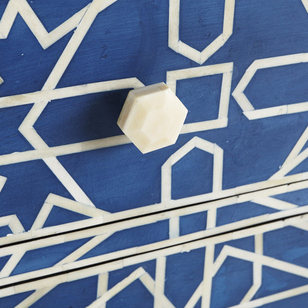 Marrakeesh Bone Inlay Chest Of 4 Drawers Blue