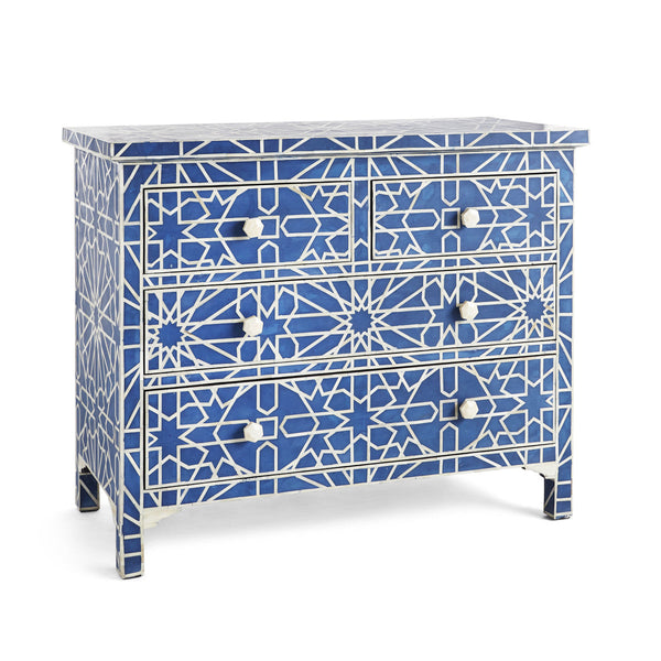 Marrakeesh Bone Inlay Chest Of 4 Drawers Blue