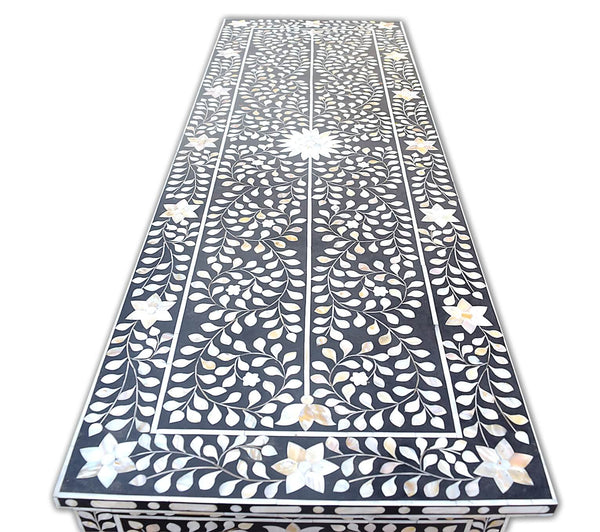 Black Mother Of Pearl Inlay Chest Of 7 Drawers Large