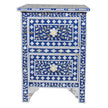 Mother Of Pearl Inlay Floral 2 Drawer Bedside Blue 1