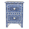 Mother Of Pearl Inlay Floral 2 Drawer Bedside Blue 1
