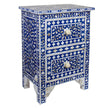 Mother Of Pearl Inlay Floral 2 Drawer Bedside Blue 2