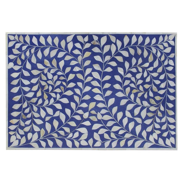 Mother Of Pearl Inlay Floral 3 Drawer Bedside Blue