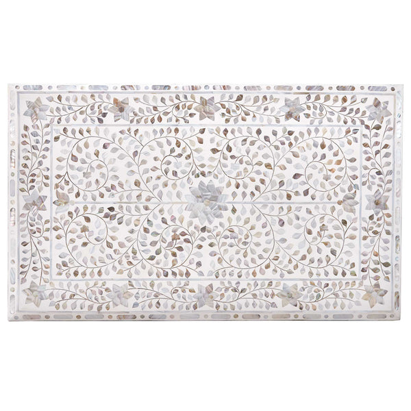 Mother Of Pearl Inlay Floral Coffee Table White