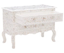 Mother Of Pearl Inlay Chest 2 Curved Drawer Floral Design White 3