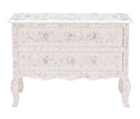 Mother Of Pearl Inlay Chest 2 Curved Drawer Floral Design White 1