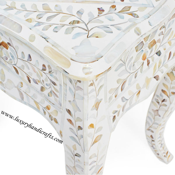 Mother Of Pearl Curved Long Leg Side Table White