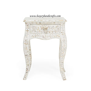 Mother Of Pearl Curved Long Leg Side Table White