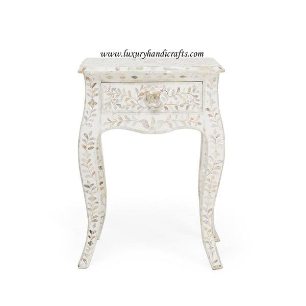 Mother Of Pearl Curved Long Leg Side Table White