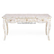 Mother Of Pearl Inlaid Long Curved Leg Desk White 1