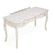 Mother Of Pearl Inlaid Long Curved Leg Desk White 2