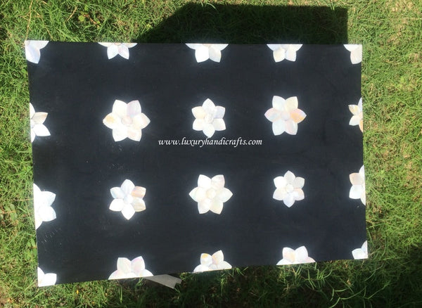 Mother Of Pearl Star 1 Drawer 2 Door Bedside Table Black