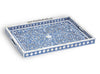 Mother Of Pearl Inlay Floral Rectangular Tray Blue 1