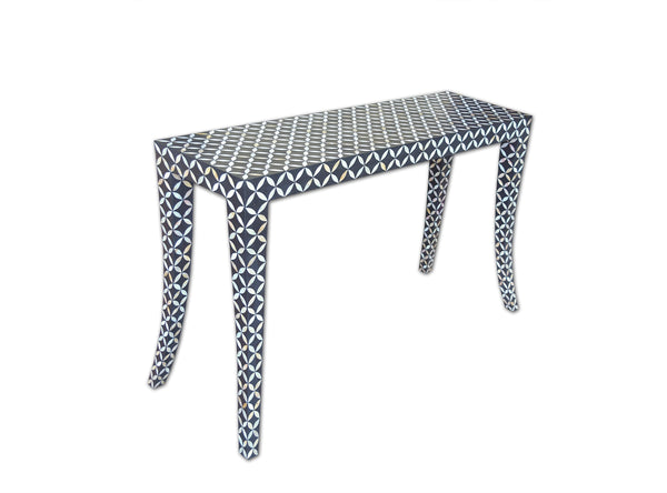 Mother Of Pearl Curved Leg Console Star Design Black 3