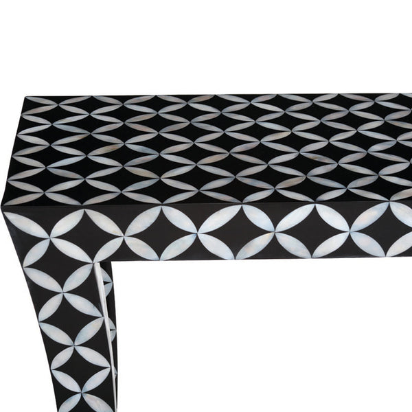 Mother Of Pearl Curved Leg Console Star Design Black 4