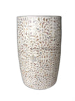 White Mother Of Pearl Drum Floral Side Table 3